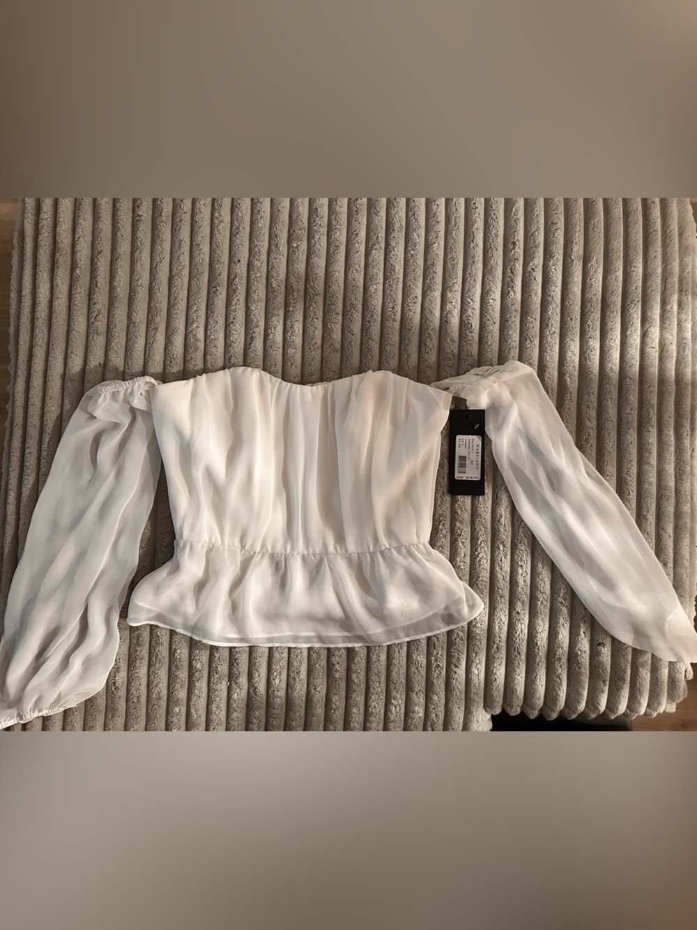 GUESS by Marciano White Off-Shoulder Ruffle Peplum Blouse